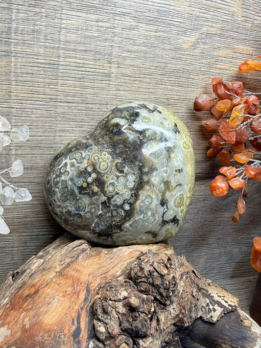 Amazing druzy optical Ocean jasper heart (OH03)