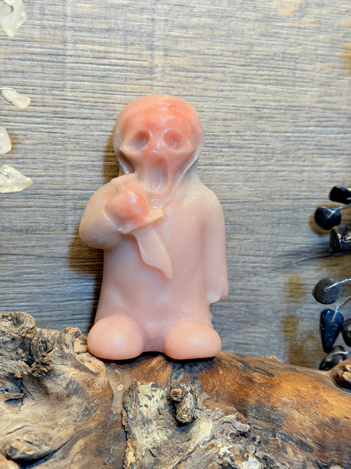Pink opal scream carving